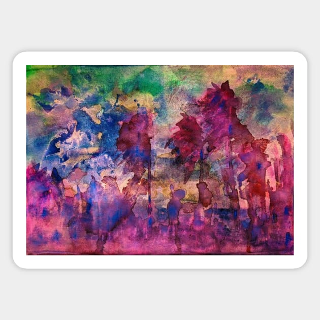 Abstract Palm Trees Pink Sticker by fionatgray